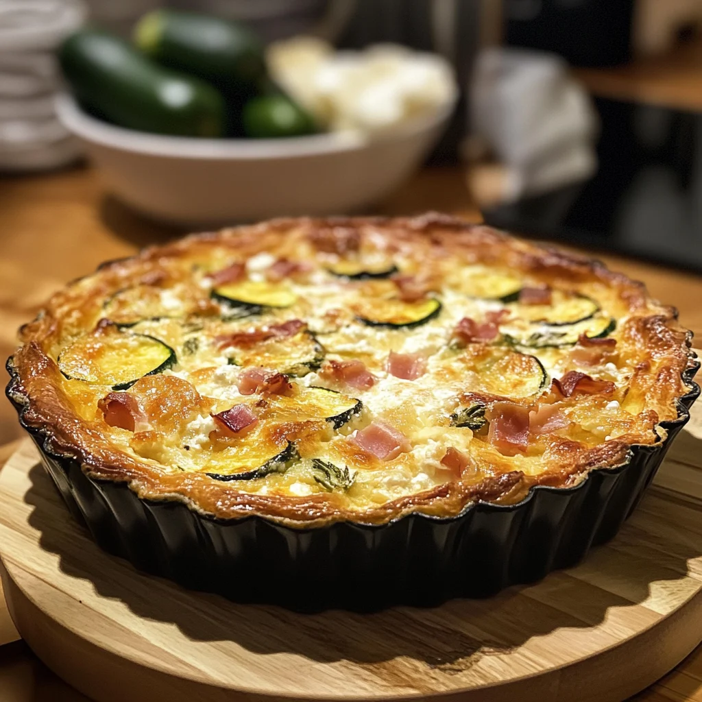 Clafoutis salé courgettes, lardons & chèvre