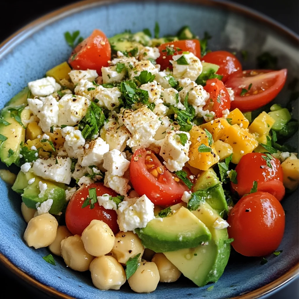 Salade fraîche pois chiches, avocat et feta
