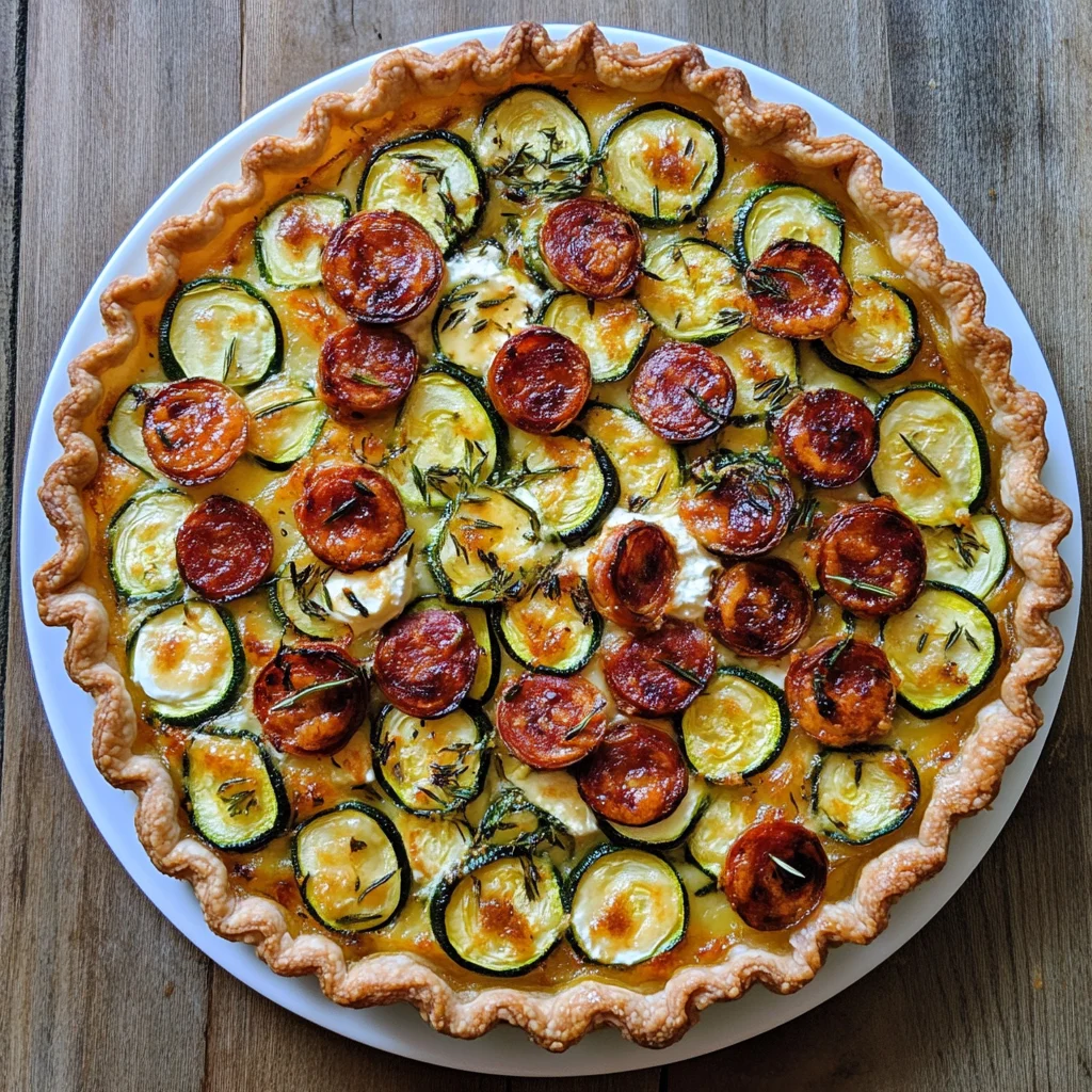 Tarte gourmande courgette, ricotta & chorizo