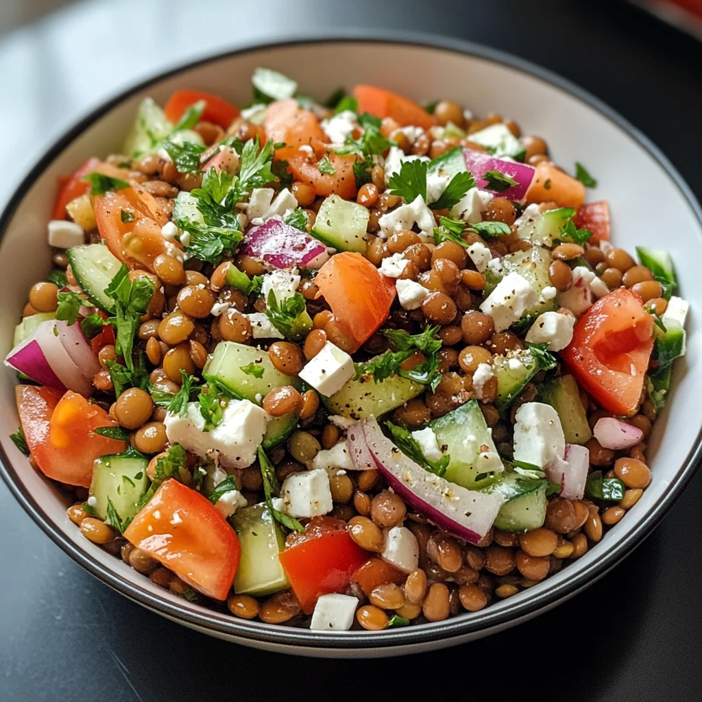 Salade fraîche aux lentilles façon grecque