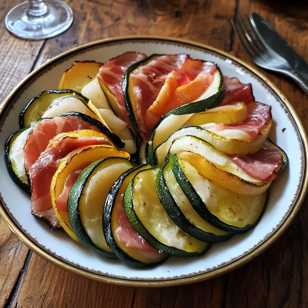 Tian courgettes, jambon et chèvre