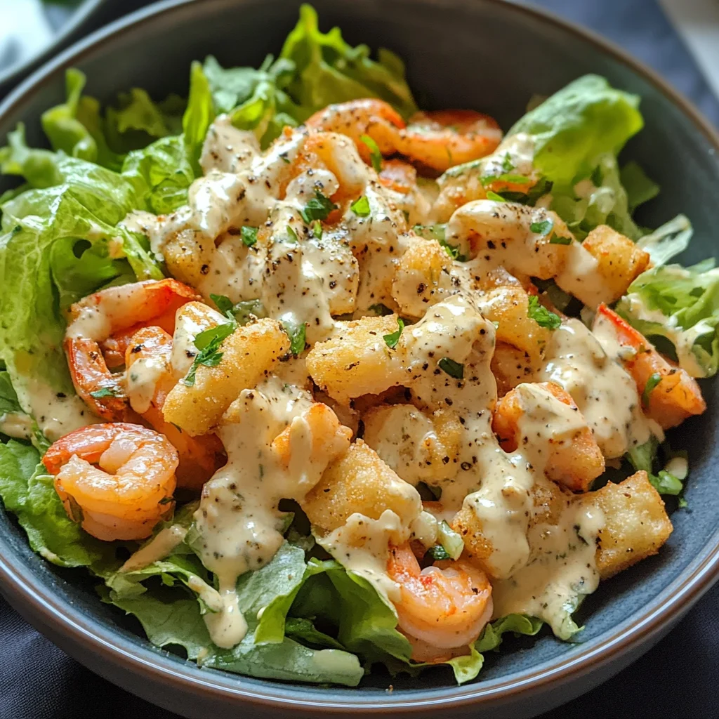Salade de pâtes aux crevettes et sauce César maison