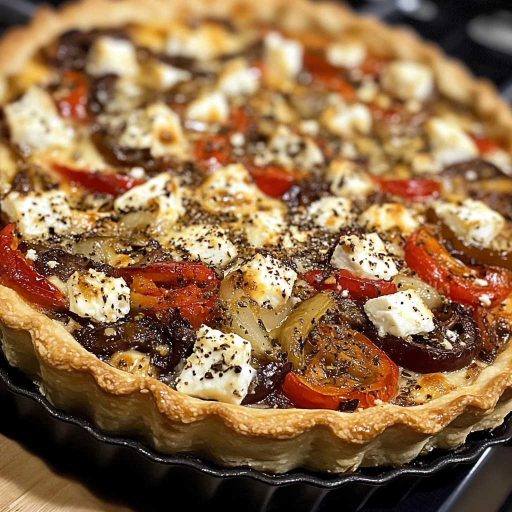 Tarte fondante aux poivrons et feta