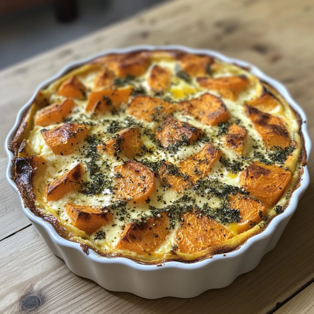 Clafoutis salé aux carottes, chèvre frais & curry