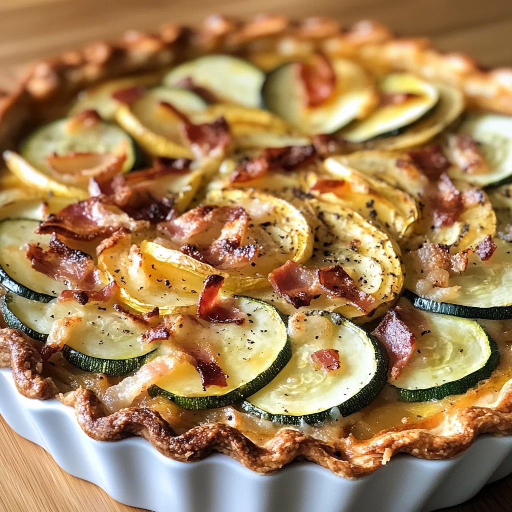 Tarte rustique courgettes, pommes de terre et lardons