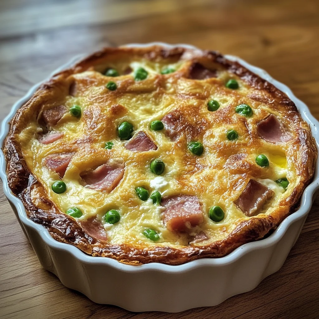 Clafoutis salé au jambon, petits pois & Boursin