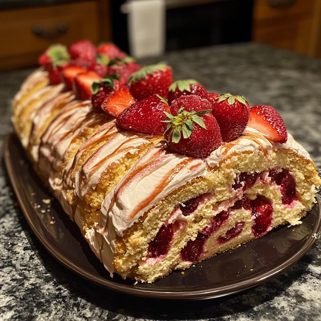 Rouleau de gâteau aux fraises facile