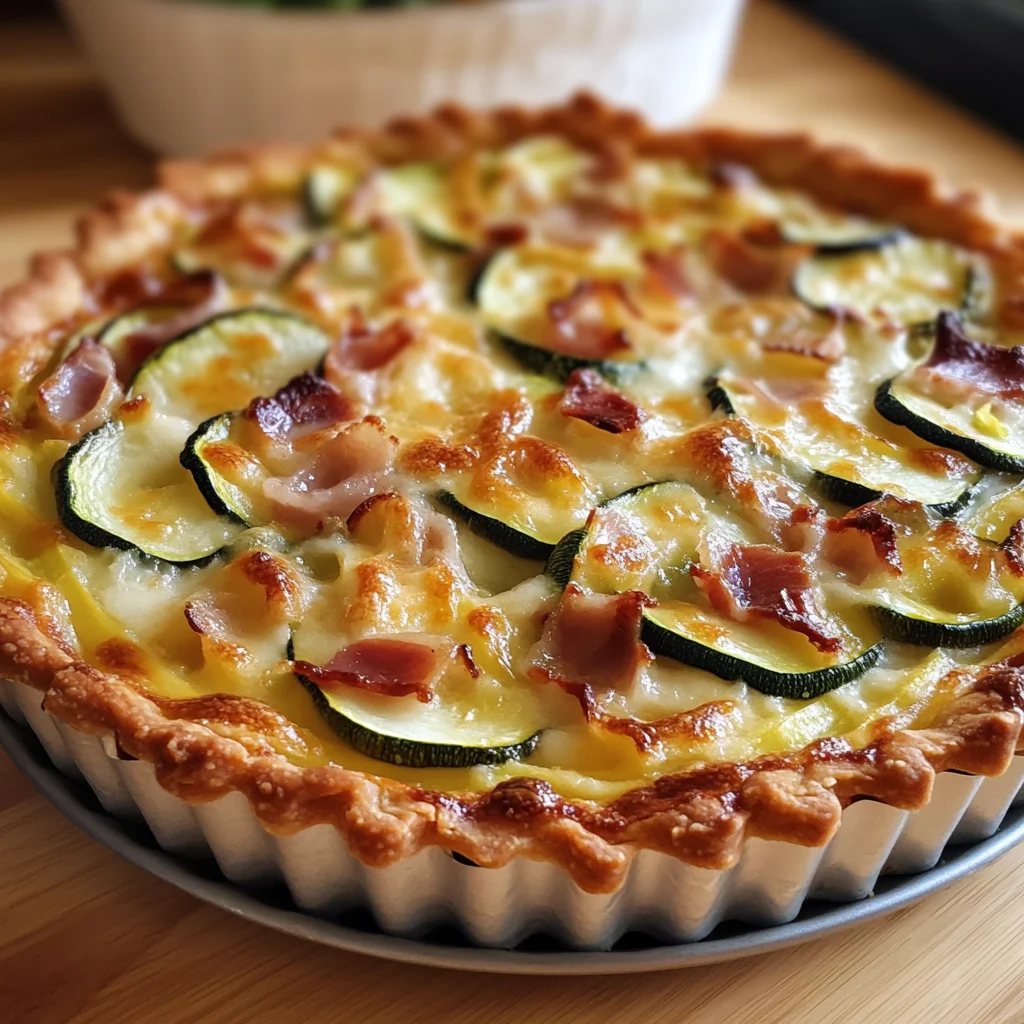 Tarte fondante aux courgettes et lardons