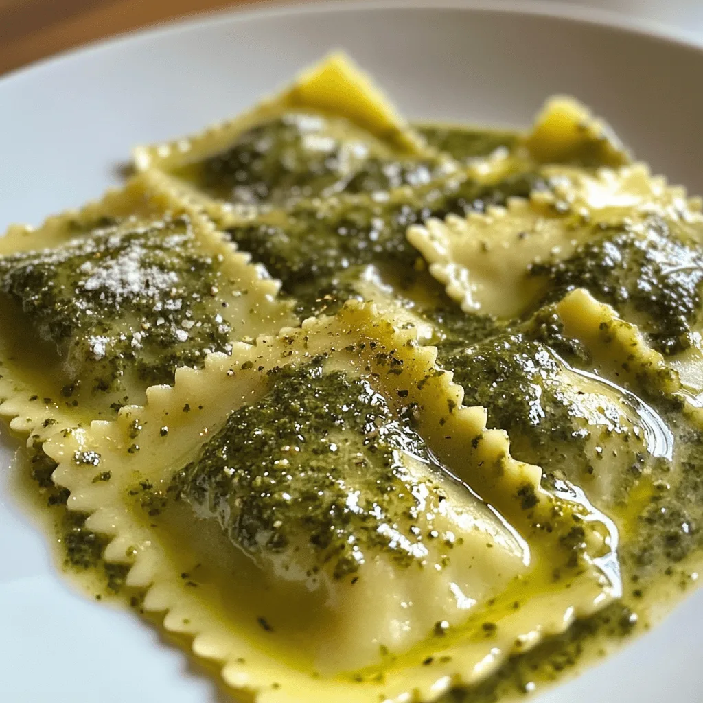 Raviolis pesto kale maison
