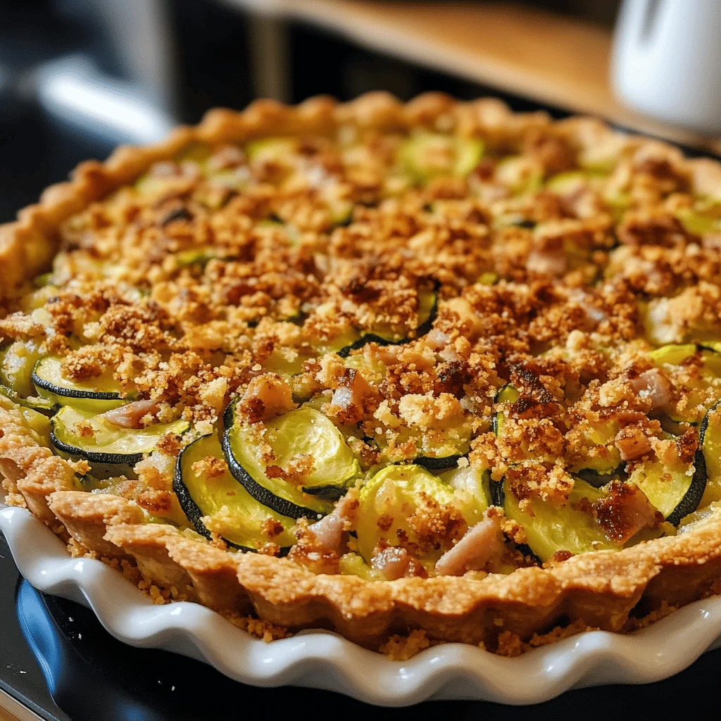 Tarte crumble aux courgettes, comté et jambon cru