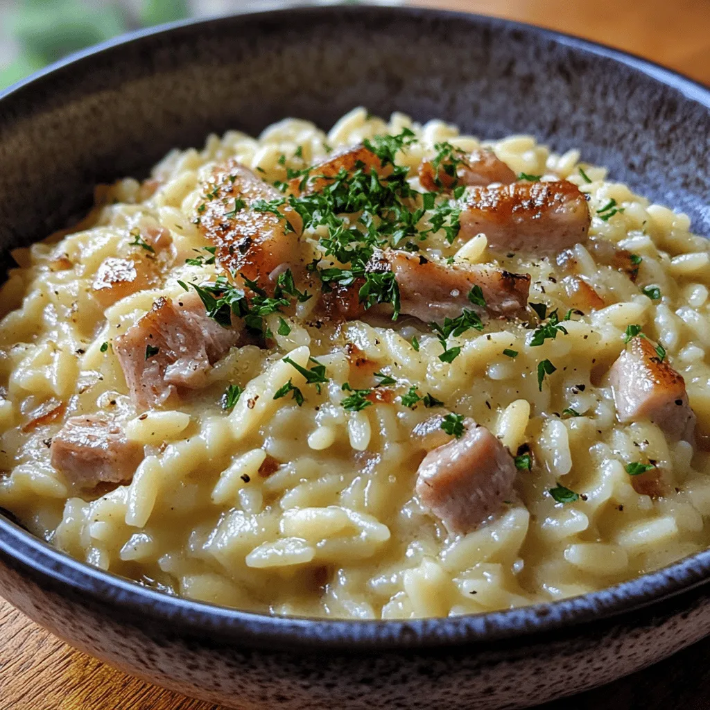 Côtelettes porc orzo crémeux