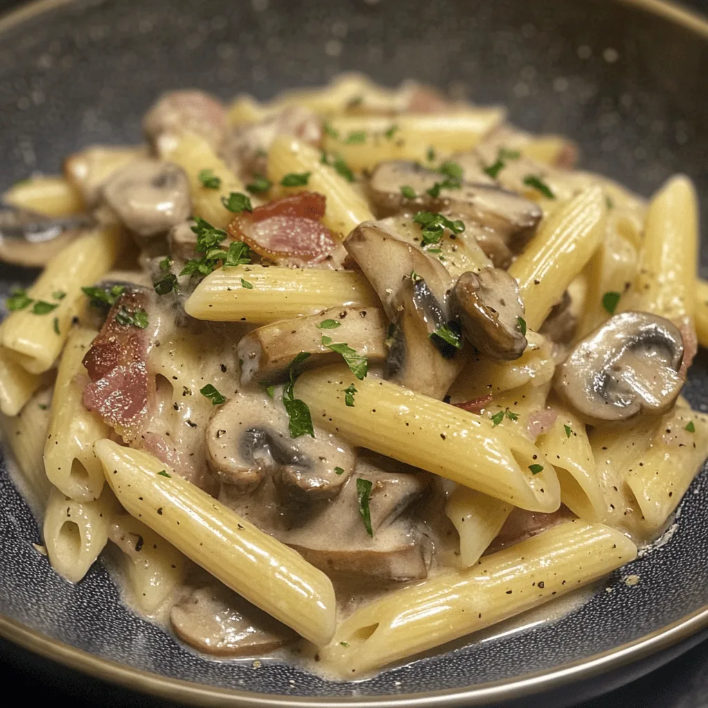 Pennes champignons et pancetta