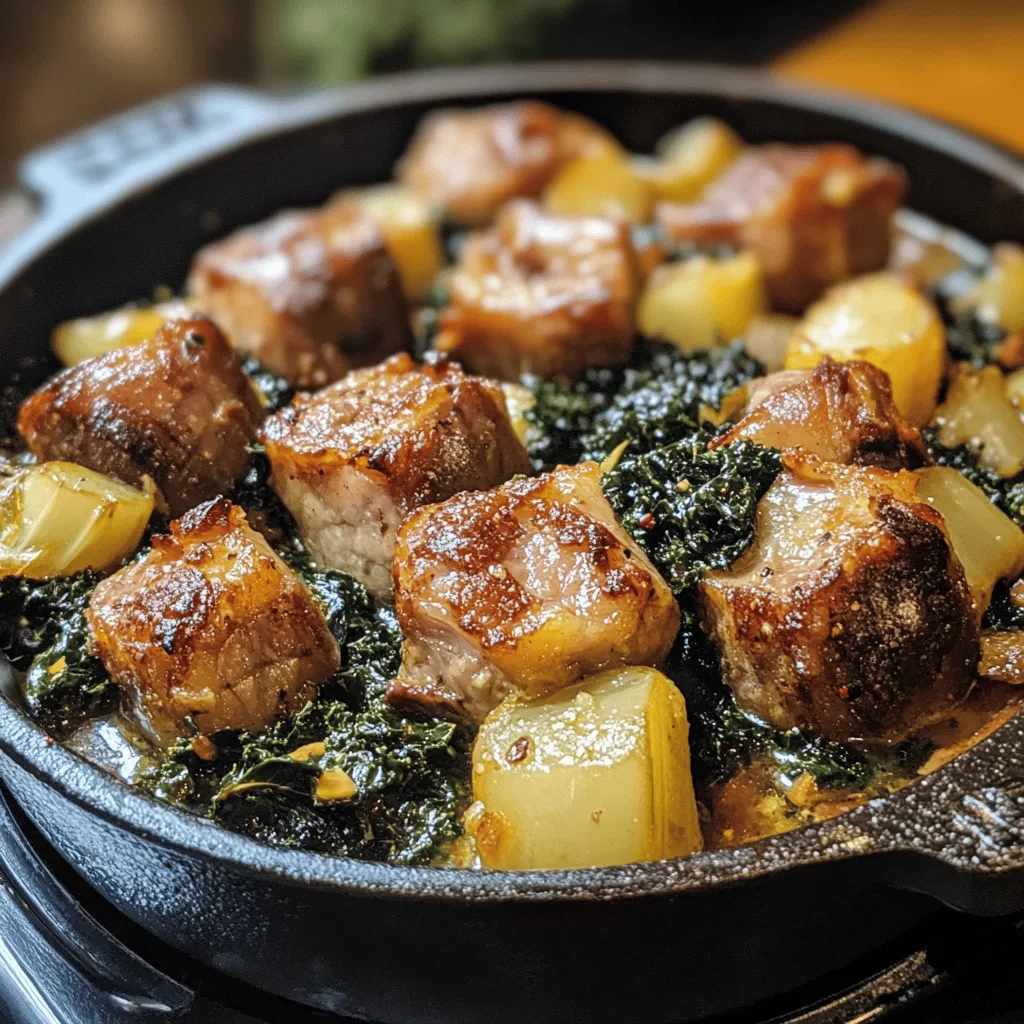 Côtelettes de porc et kale