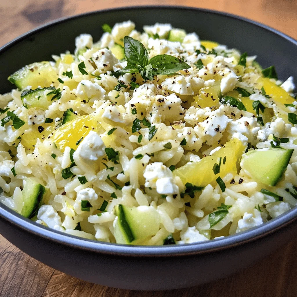Salade d’orzo fraîche au citron, concombre et feta